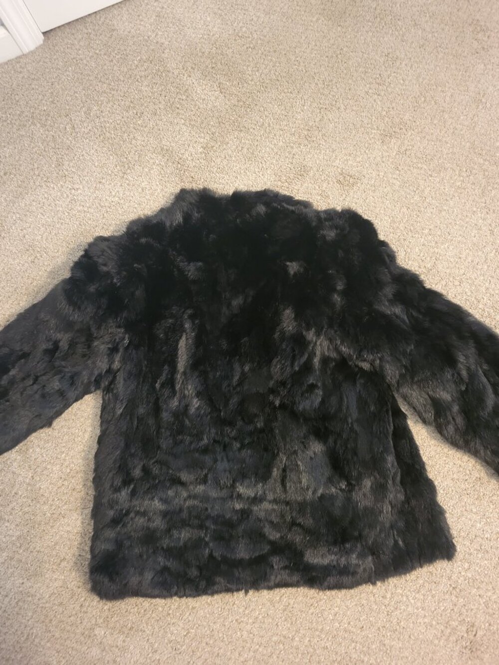 Vintage Somerset Furs Black Real Rabbit Fur Coat Jacket Medium Mob Wife Luxe